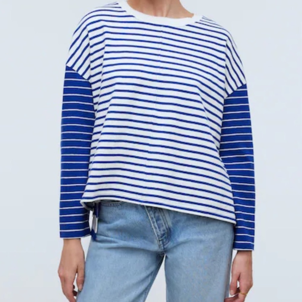 Easy Long-Sleeve Rugby Tee in Contrasting Stripe